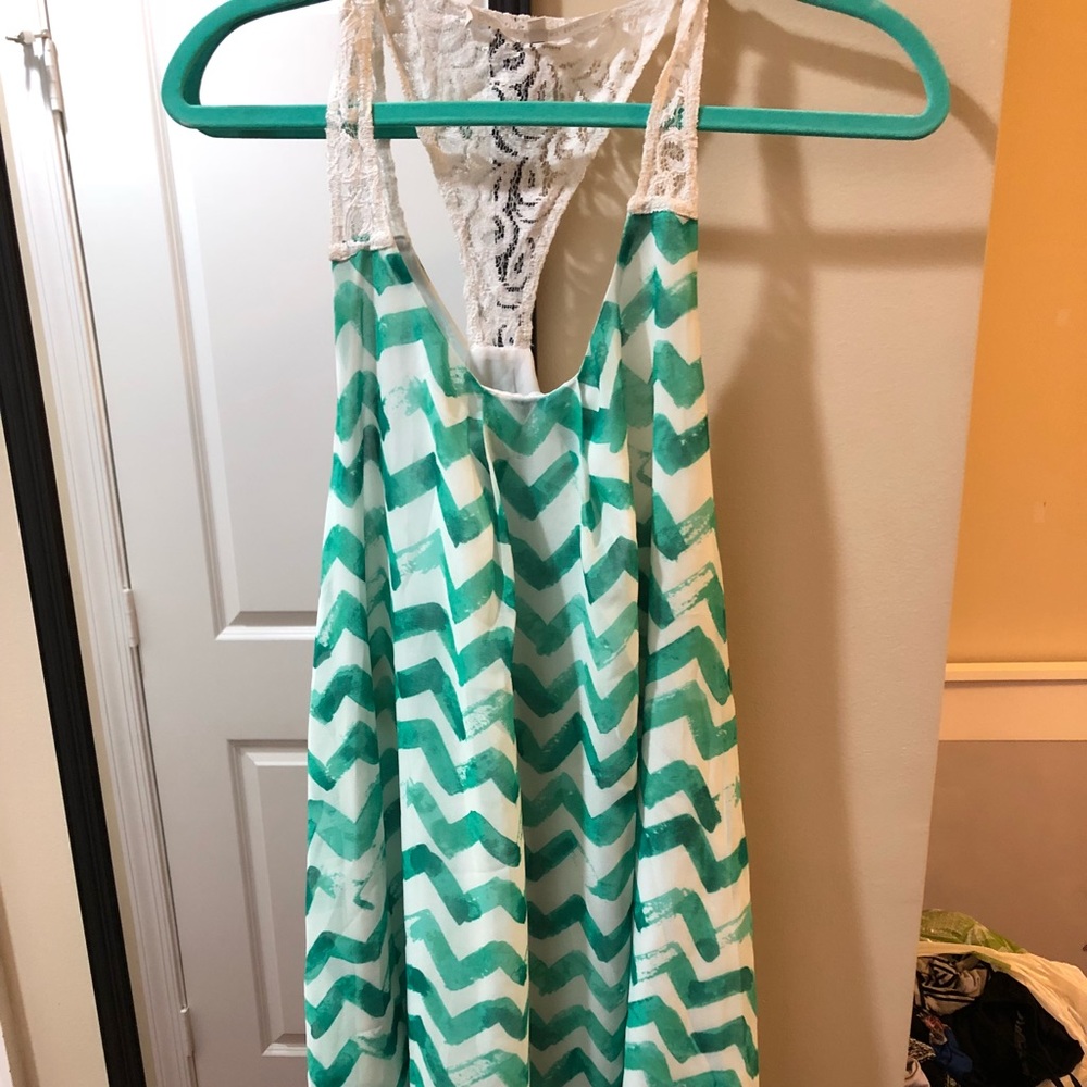 Green and white chevron dress